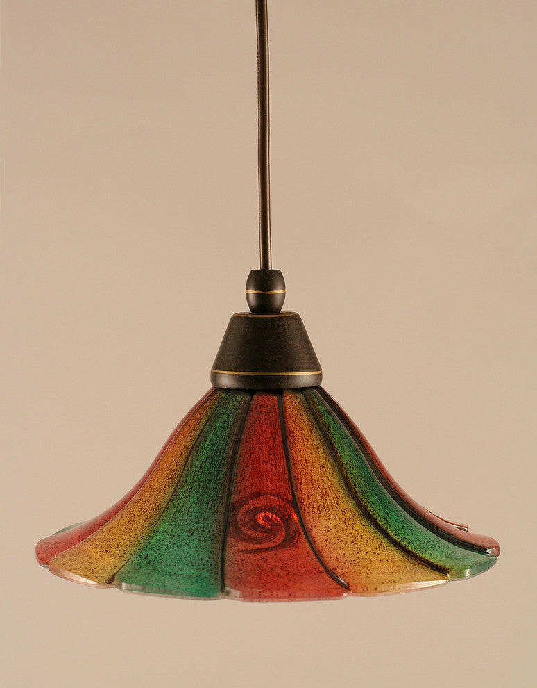Cord Mini Pendant, 10" Mardi Gras Glass