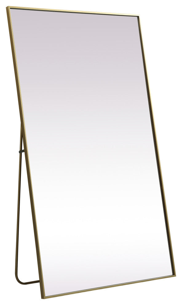 Metal Frame Rectangle Full Length Mirror 36X60 Inch, Brass