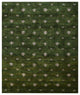 HAND KNOTTED LOOM SILK ECO-FRIENDLY RUG-10'x13',Rectangle,Green White,Contempora