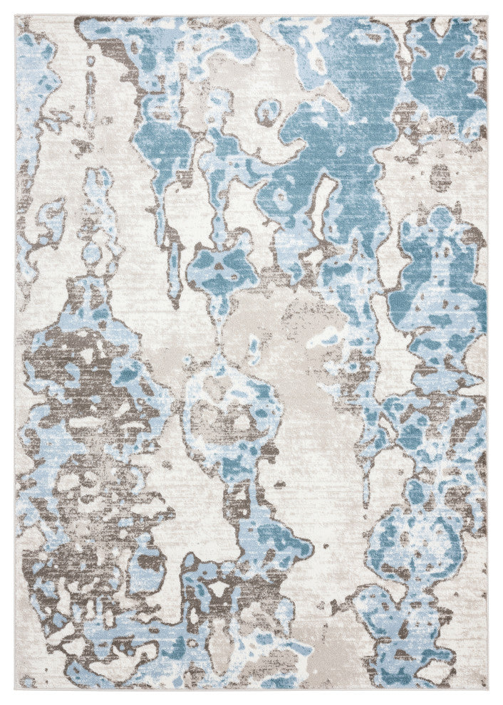 Abani Arto Collection ART180A Teal Beige Abstract Art Area Rug