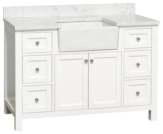 Yorkshire 48" Bathroom Vanity, White, Engineered Marble