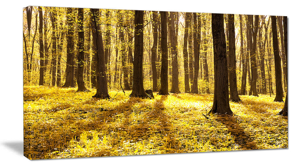 Bright Green Forest at Sunset, Modern Forest Canvas Art, 32"x16"