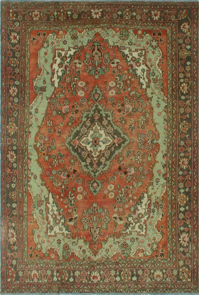 Fine Vintage Distressed Qasim Rust Rug