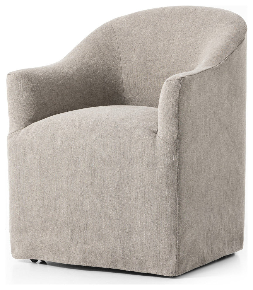 Cove Dining Chair With Casters Heather Twill Stone