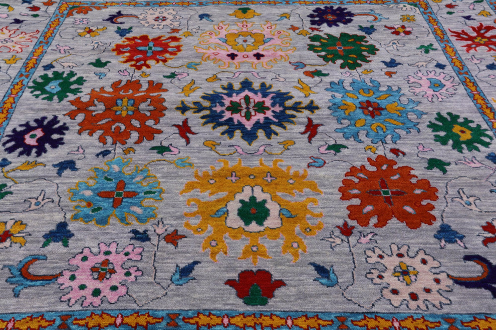 10' Square Turkish Oushak Handmade Wool Rug - Q13288