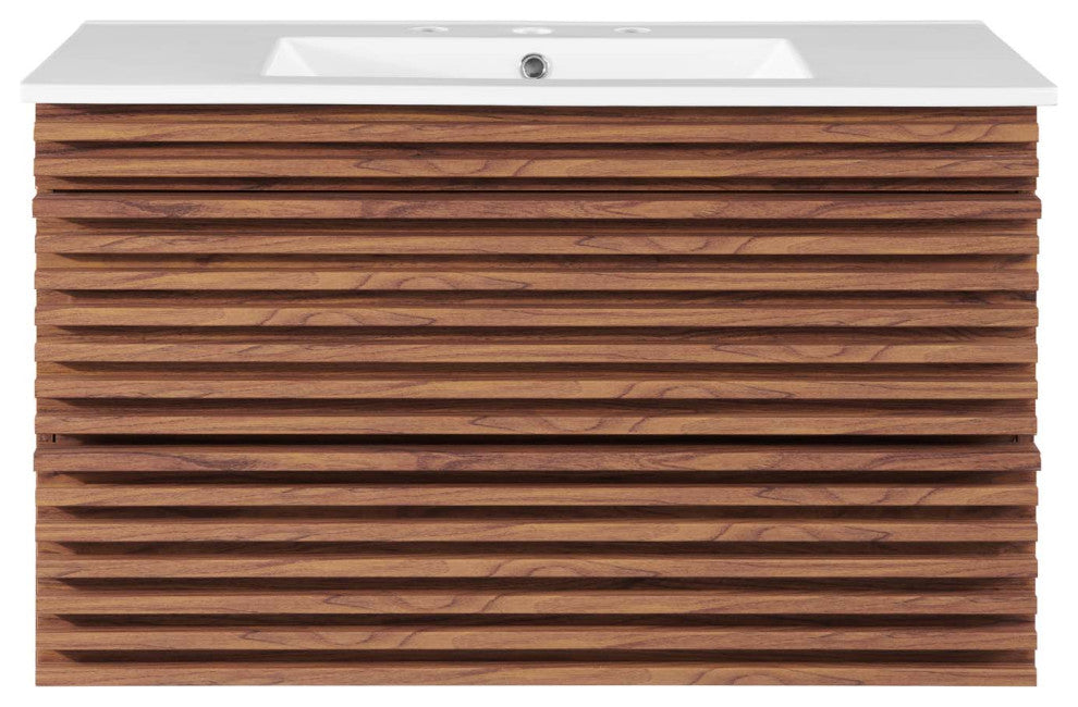 Render 36" Wall-Mount Bathroom Vanity Walnut White