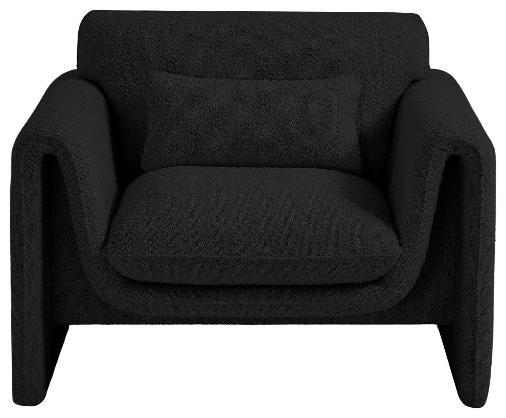 Stylus Boucle Fabric Upholstered Chair, Black