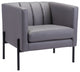 Light Gray and Black Modern Cube Faux Leather Accent Chair