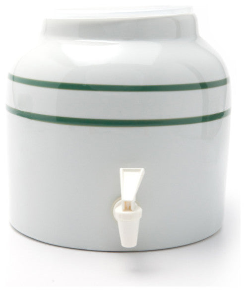 Goldwell Designs Double Stripes Water Dispenser Crock, Green