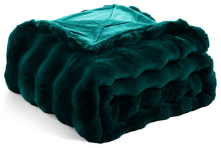Textured Bubble Faux Fur Throw Blanket, Teal, 50"x60"