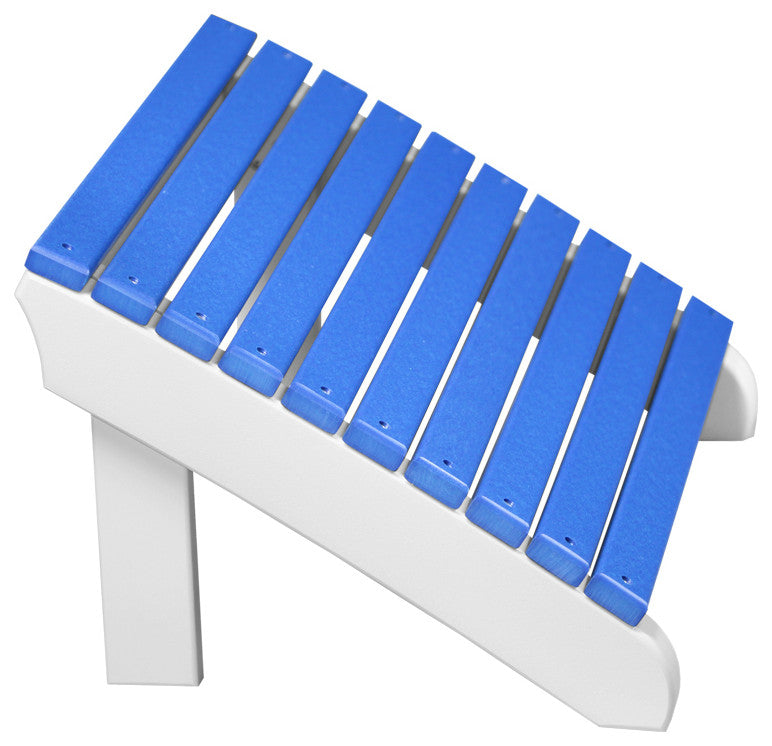 Poly Deluxe Adirondack Footrest, Blue & White