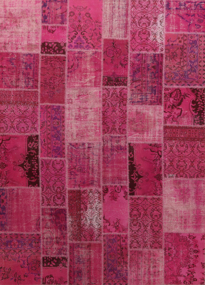 Patchwork Oriental Living Room Area Rug Hand-tufted Wool Carpet 8x11