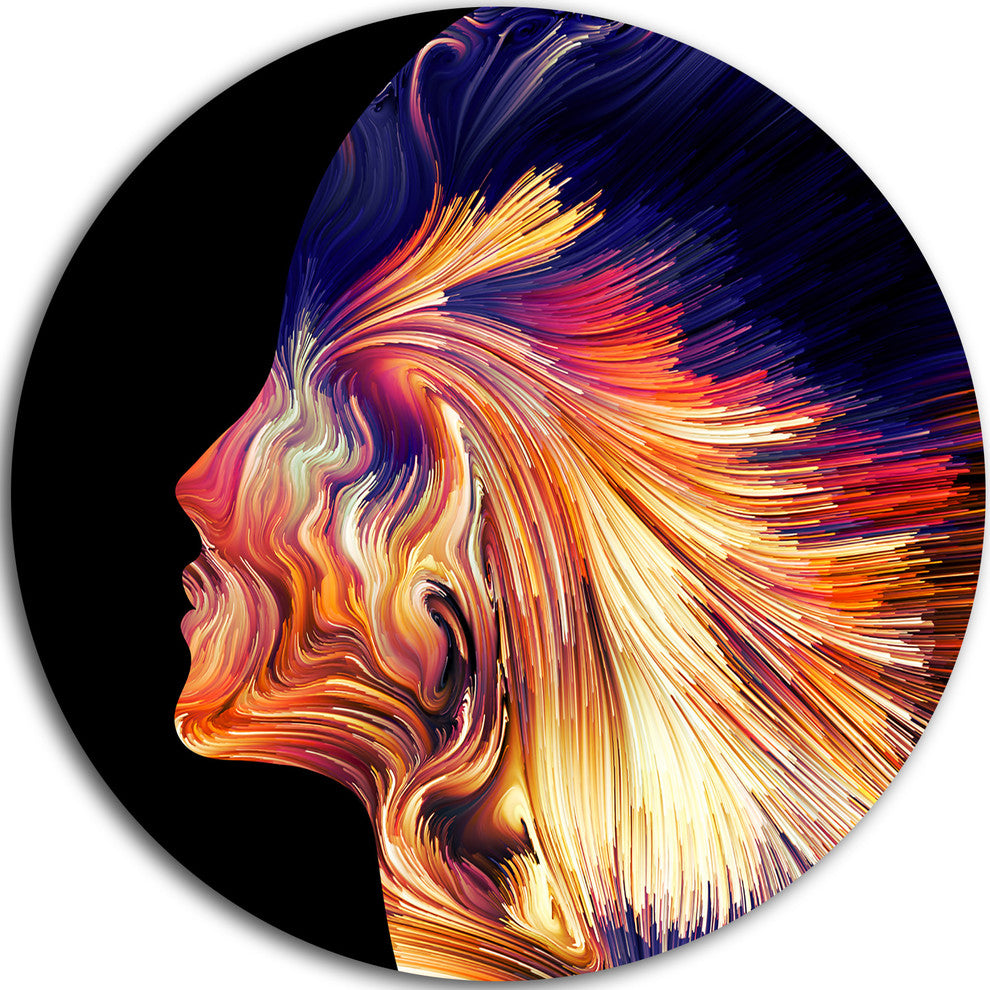 Explosion Of Thought, Digital Round Wall Art, 23"