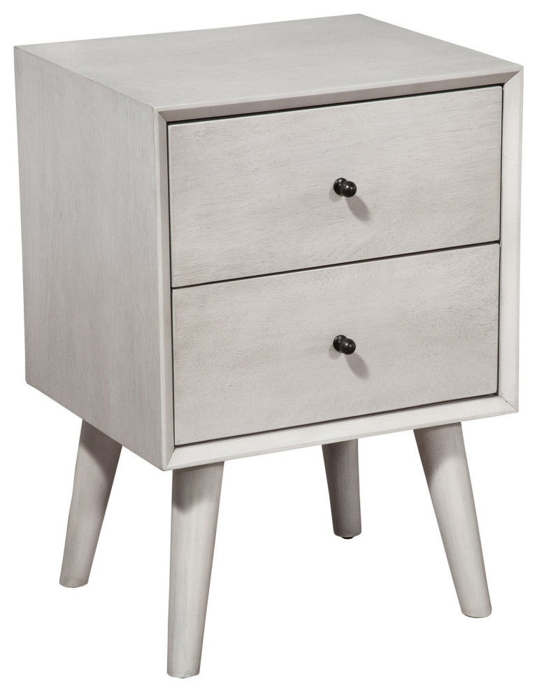Gray Century Modern Wood 2 Drawer Nightstand