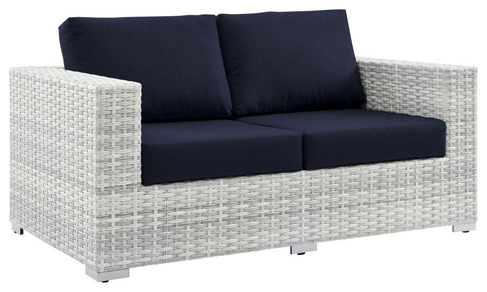 Convene Outdoor Patio Loveseat Light Gray Navy