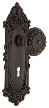 Victorian Plate Interior Mortise Meadows Door Knob, Timeless Bronze