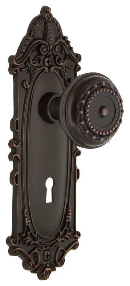 Victorian Plate Interior Mortise Meadows Door Knob, Timeless Bronze