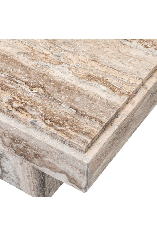 Silver Travertine Rectangular Side Table, Eichholtz Sartoria