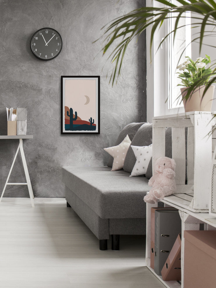 "Moonlight Cactus" Framed Painting Print, 16x24