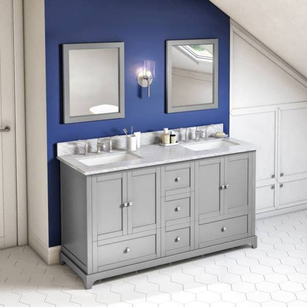 Jeffrey Alexander Addington Contemporary 60" Gray Double Sink Vanity
