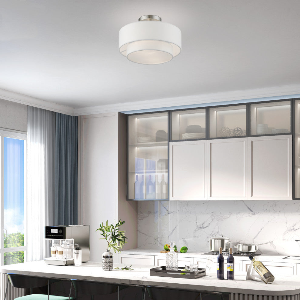 Meridian 2 Light Brushed Nickel Semi-Flush Mount