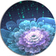 Fractal Flower With Water Drops, Floral Disc Metal Wall Art, 11"