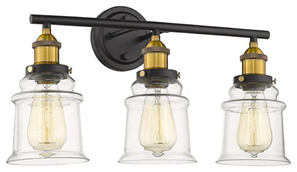 Glass & Metal light up vanity Brass & Black brass vanity light