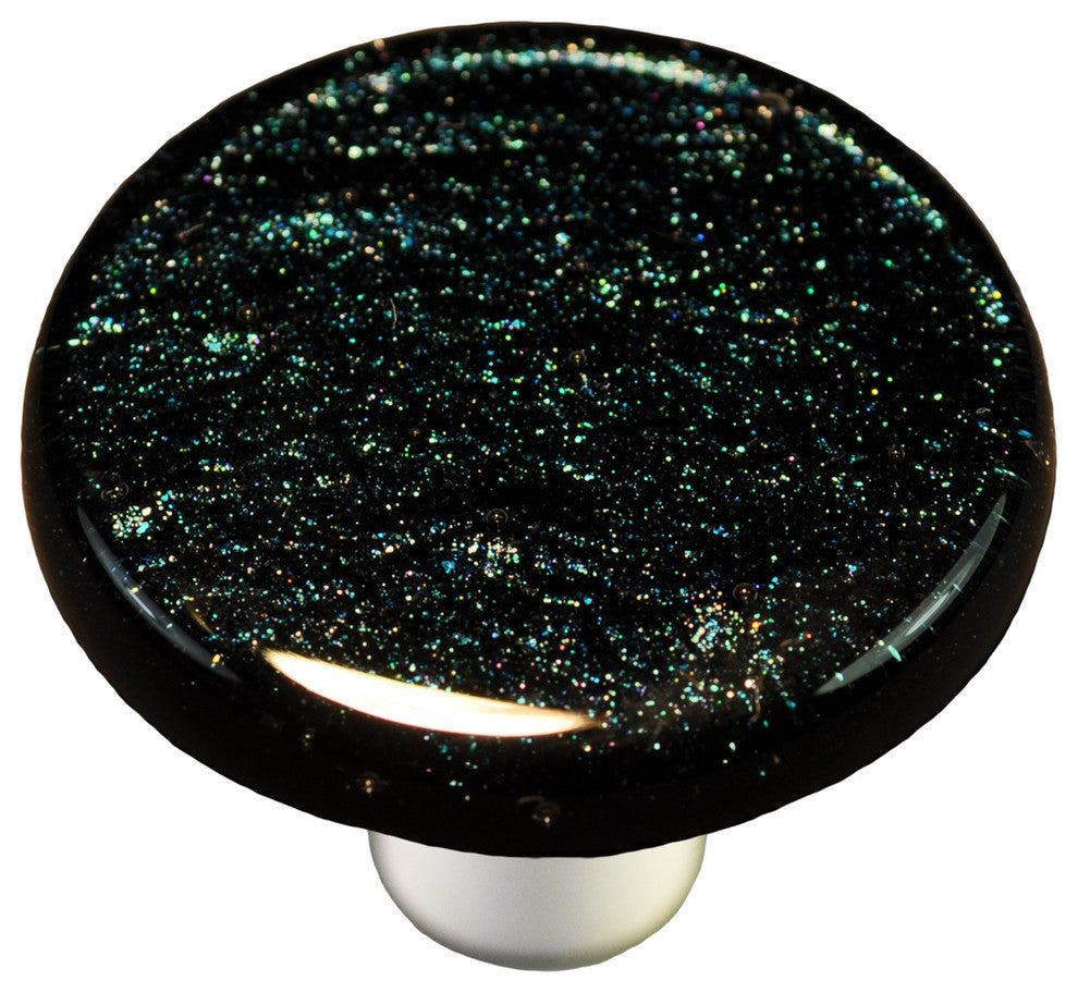 Dark Metallic Blue Knob Round, Black Post