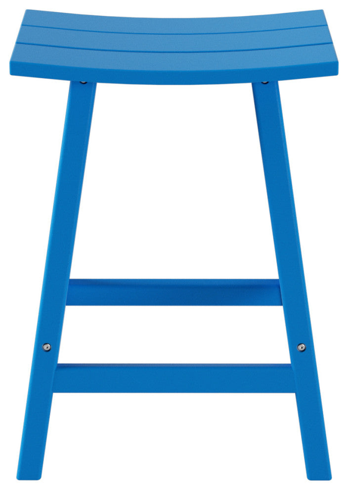 WestinTrends 24" Outdoor Patio Adirondack Plastic Counter Stool, Saddle Seat, Pacific Blue