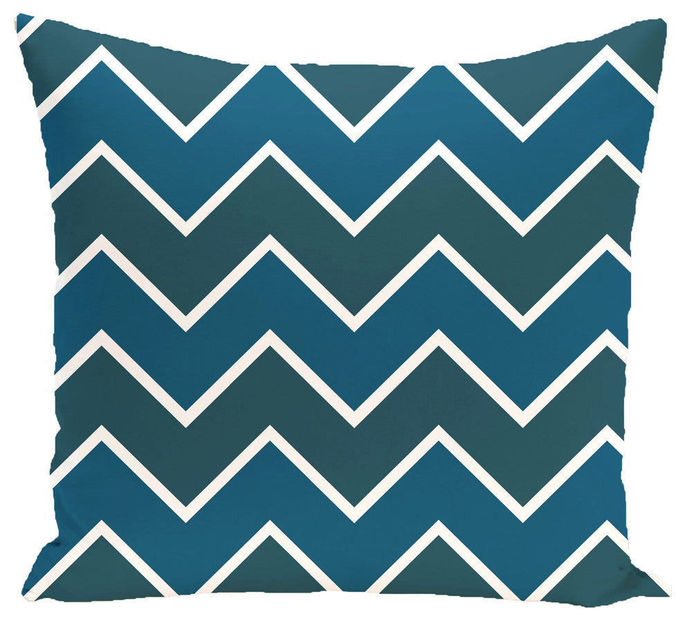 Inside The Lines Chevron Geometric Print Pillow, Teal, 20"x20"