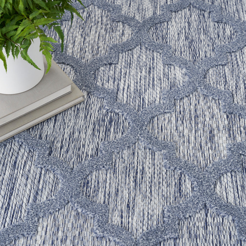 Nourison Easy Care 5' x 7' Denim Blue Modern Area Rug