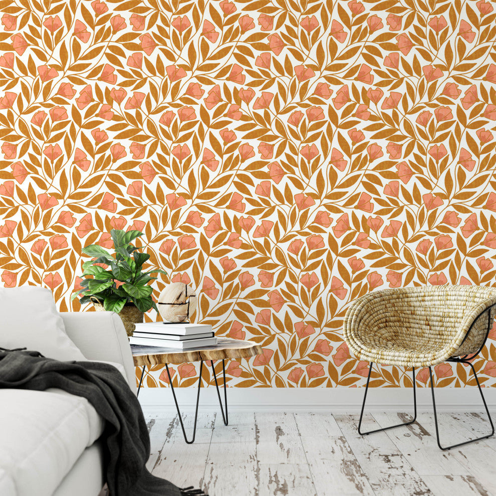 Therese Pink and Gold Wallpaper by Amy MacCready, Sample 12"x8"