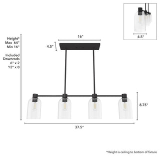 Hunter Lochemeade Noble Bronze 4 Light Chandelier Ceiling Light Fixture