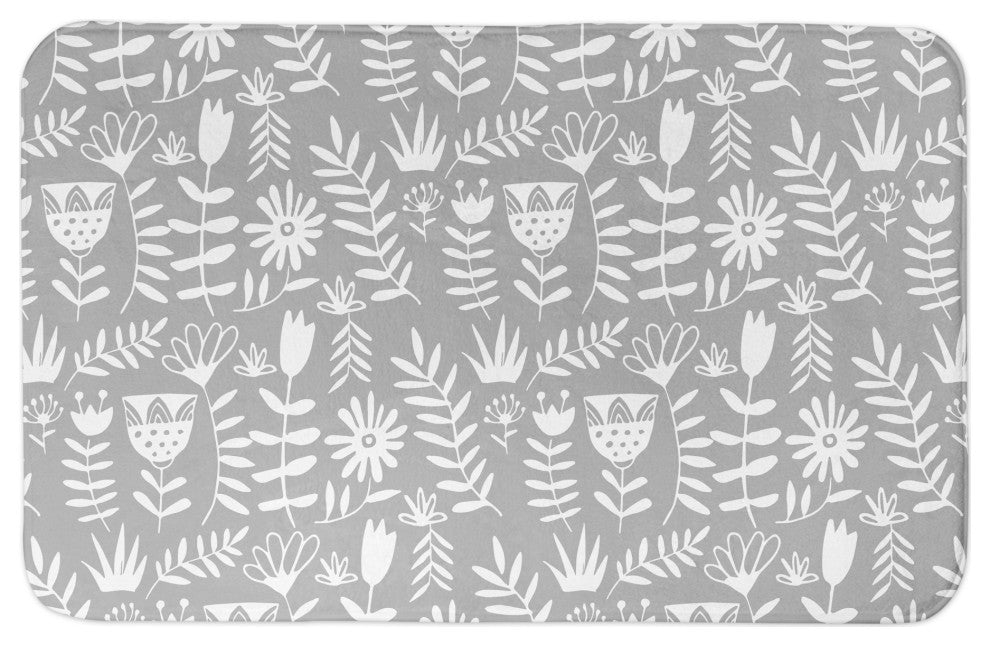 Mod Gray Florals 34x21 Bath Mat