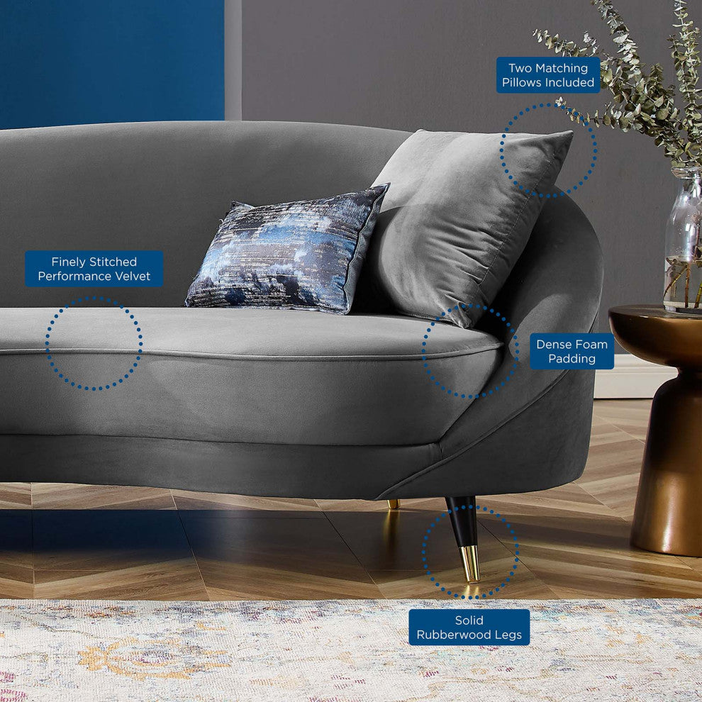 Sofa, Velvet, Gray, Modern, Living Lounge Room Hotel Lobby Hospitality