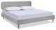 Diego Low Upholstered Platform Bed, Light Gray Polyester, King