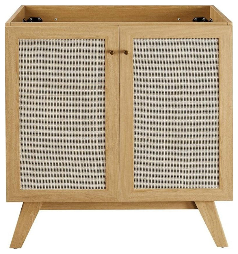 Modway Soma 30" Adjustable Shelf Wood Bathroom Vanity Cabinet in Oak