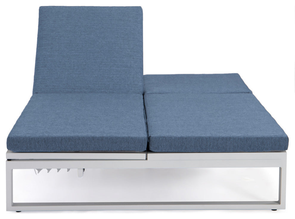 LeisureMod CLW-82BU Chelsea Convertible Lounge Reclining Double Chaise Cushions