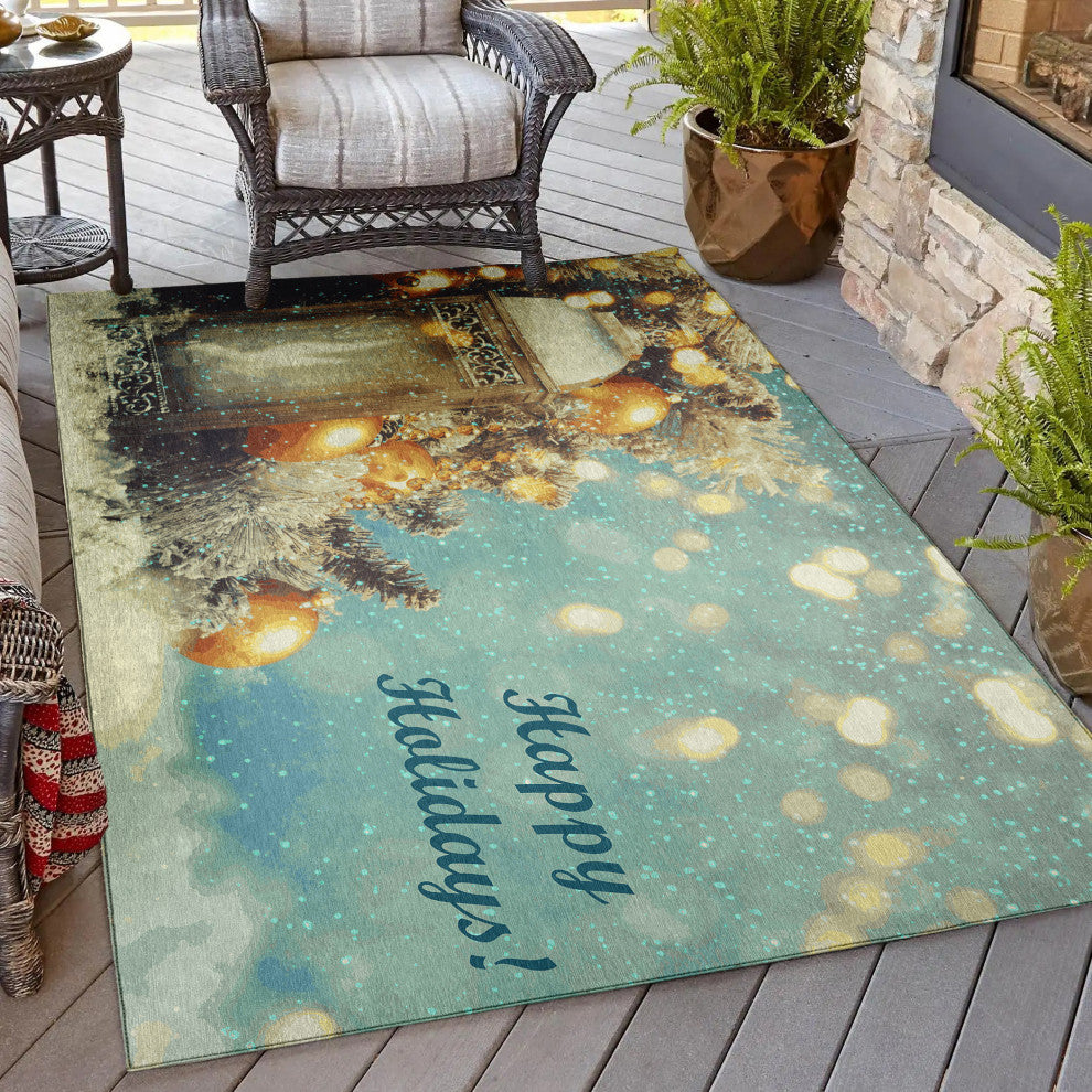 Indoor/Outdoor Wonderland WN3 Skydust Machine Washable 5' x 7'6" Rug