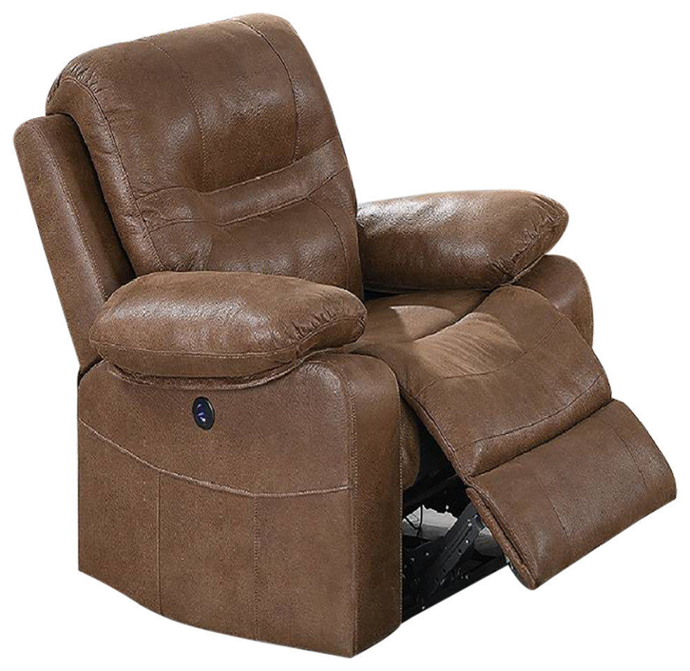 Breathable Leathrette Rocker Recliner, Dark Brown