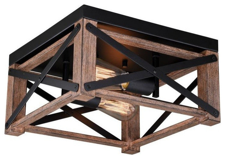 Colton 12" Flush Mount Ceiling Light Rustic Oak and Noble Bronze