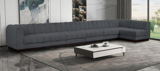 Quinn Chenille Upholstered 7-Piece L-Shaped Modular Sectional, Grey