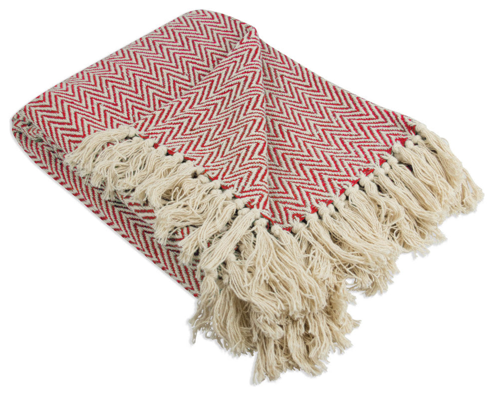 Tango Red Chevron Handloom Throw