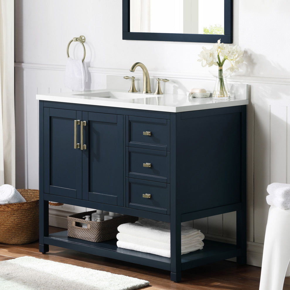 Ove Decors Stanley 42" Single Sink Bathroom Vanity, Midnight Blue