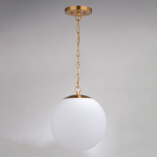 Linden 1-Light Gold Brass Mid-Century Modern Pendant Light White Globe Glass