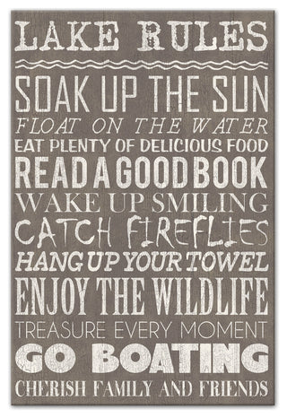 Lake Rules Gray Wall Art, 12x18