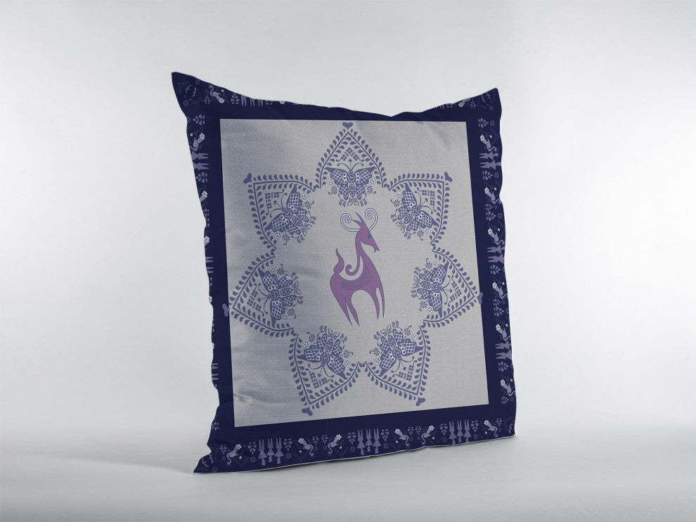 18 Gray Purple Horse SuedeThrow Pillow