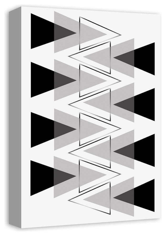Modern Black and White Triangles Print on Canvas