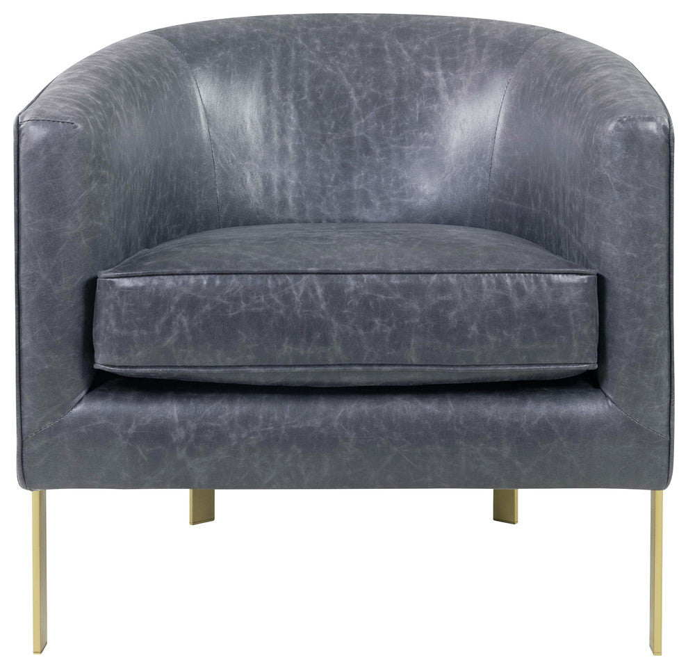 Harrod PU Accent Arm Chair Gold Legs, Vintage Midnight