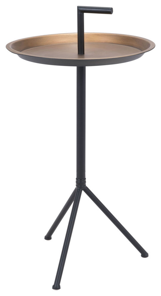 Sofa Side Table, Round, Steel Metal, Gold, Black, Lounge Cafe Lobby Hospitality